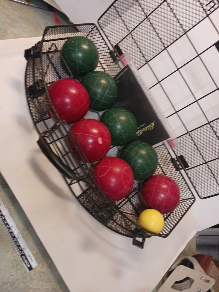 VINTAGE EDDIE BAUER COMPETION BOCCE BALL SET IN METAL CAGE eBay