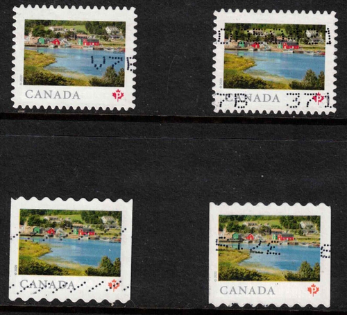 REPEATING 'CANADA' UNDERPRINTING PATTERNS. 4 DIFFERENT PATTERNS ON STAMPS. - Picture 2 of 4