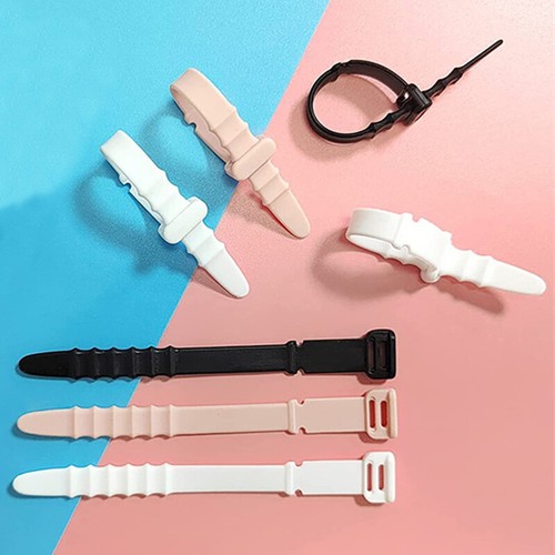 20pcs Sangles Réutilisable Silicone Câble Zip Attache Table Élastique pour Gestion des Fil - Photo 2/8