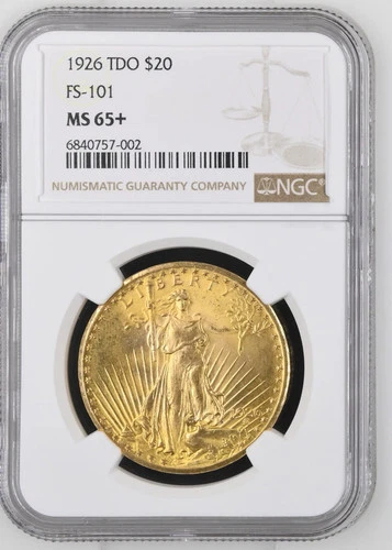 1926 Saint Gaudens Double Eagle NGC MS-65+ TDO FS-101