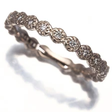 Auth agete Ring Diamond 0.13ct US4.5 18K 750 Brown Gold