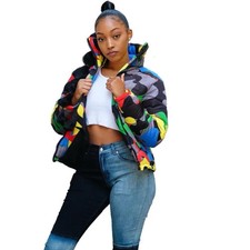 Unisex Colorful Camouflage Winter Coat Large
