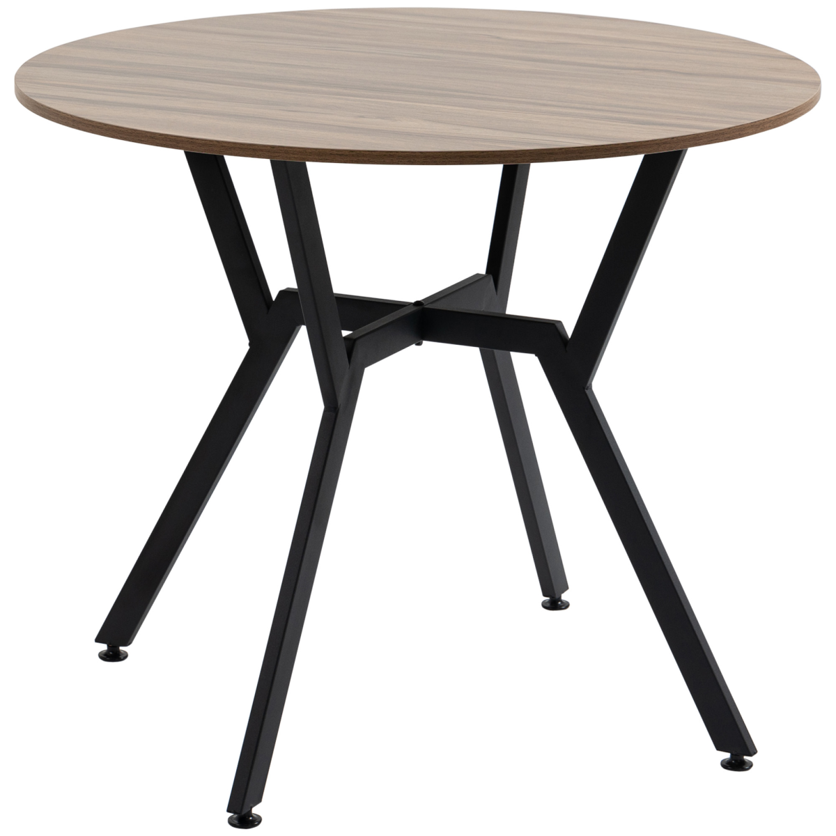 Bobobiy Black/Brown Dining Table, Round Kitchen Table With Legs, Anti-Slip Foot Pads For Living Room, Dining Room 90 X 76 Cm, - Image 2