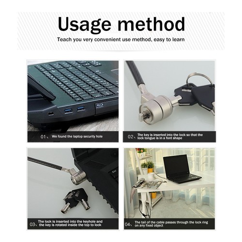 2X(Laptop Computer Lock Laptop Lock -Theft Lock Universal Retractable6097 - Afbeelding 4 van 6
