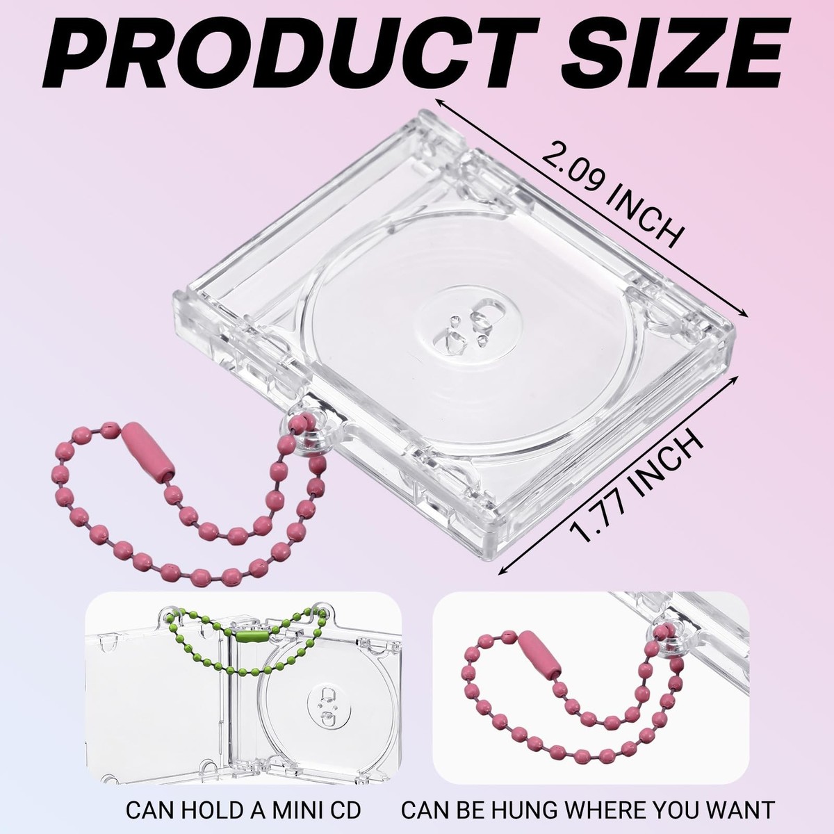 Misdary 20 Pcs Mini Cd Keychain Album Cases Plastic Clear Colorful