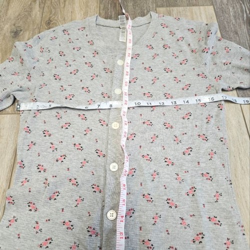 American Apparel Thermal Waffle Knit Grey Floral One Piece Jumpsuit Womens Small - Picture 2 of 9