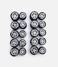 10x Chrome Cragar 11/13mm Wheels w/ Lettered Rubber Tires for 1/64 H0T Wheelz