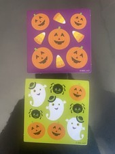 Lot Of 2 AGC Halloween Pumpkins Ghosts Sticker Squares