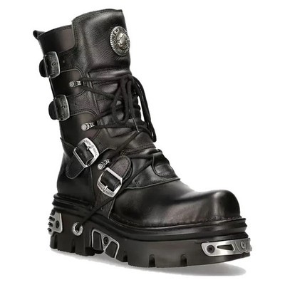 Unisex Gothic Skull Punk Mid-calf Cowboy Boots Leather Cowboy