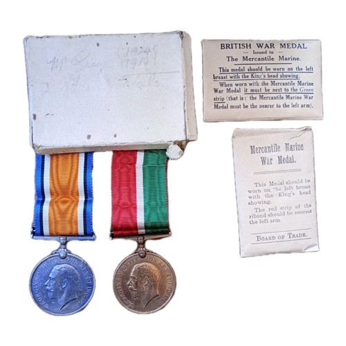 WW1 Mercantile Marine Pair Of Medals Awarded To Percy N.B. Gray
