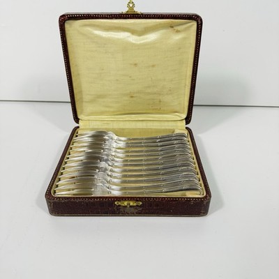 Französische Louis XV Stil 12 Torten Kuchen Gabeln versilbert