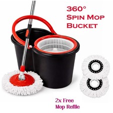 360° Spin Mop & Bucket Set with Wringer | Rotating Floor Cleaner + 2 Refill Head