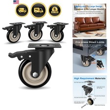 4 Inch Caster Wheels, Set of 4 Heavy Duty, Large Industrial Plate Casters wit...