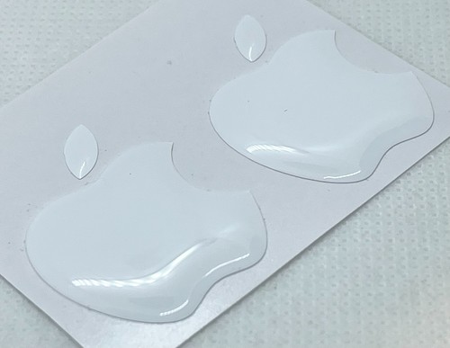 2 pieces ,3D domed gel sticker of Apple logo, size approximately 35x30mm, white - 第 1/7 張圖片