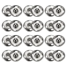 50 Set Sew-on Snap Buttons 15mm Metal Snap Fastener Buttons, Silver