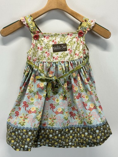 Matilda Jane Serendipity Lucky Stars Knot Apron Dress Shabby Vintage Floral Sz 4 - Picture 5 of 8