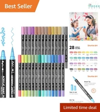 28 Metallic Acrylic Paint Markers Dual Tip Art Pens for Rock Ceramic Wood Canvas