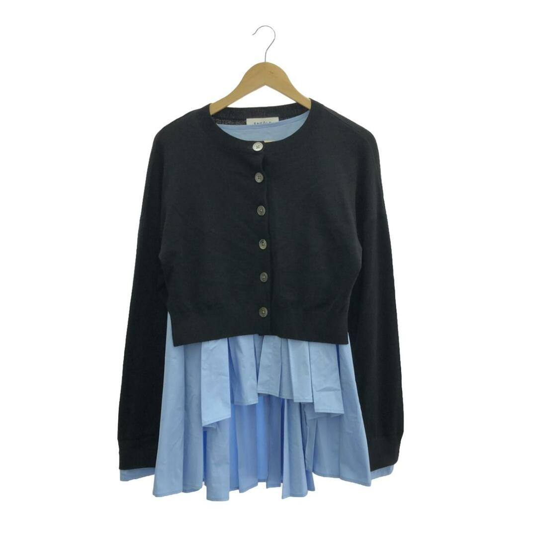 ENFOLD WOOL BLEND KNIT LAYERED PLEATED CARDIGAN ENFOLD WOOL BLEND KNIT LAYERED PLEATED CARDIGAN