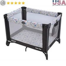 Compact Travel Playard Folding Design W/ Wheels  Storage Pouch Babies New