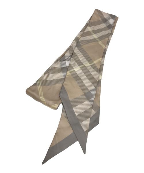 Slim Check Pattern Silk Scarf for Women