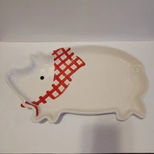 Pier 1 Imports White Pig with Red Bandana Serving Platter 16"