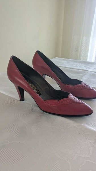 Women Bally Heels Red Leather 39 #5KKT