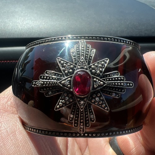 Miriam salat Mirim sterling silver, red ruby stone bangle bracelet.