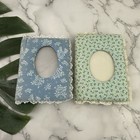Vintage 80s Fabric Covered Photo Album Book Lot of 2 Floral Lace Cottage Blue
