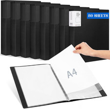 8 Pack 80 Pocket Binder with Plastic Sleeves 9"X12",Black Portfolio