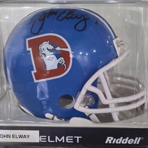 John Elway Signed Denver Broncos Mini Helmet NFL Authenticated