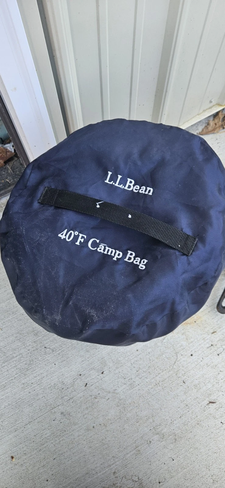 L.L. BEAN Camp Sleeping Bag 40°F Extra-Large Navy Blue w/Cover 74” X 33”