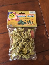 Vintage Agglo 45 piece Tan Army Men Figurines Play Toy Soldiers New in Package