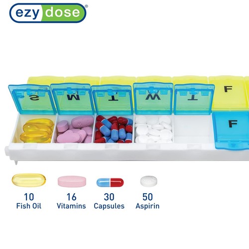 (14-Day) AM/PM Pill Case, Medicine Planner, Vitamin Organizer Box, 2X-Large L... - Picture 3 of 7