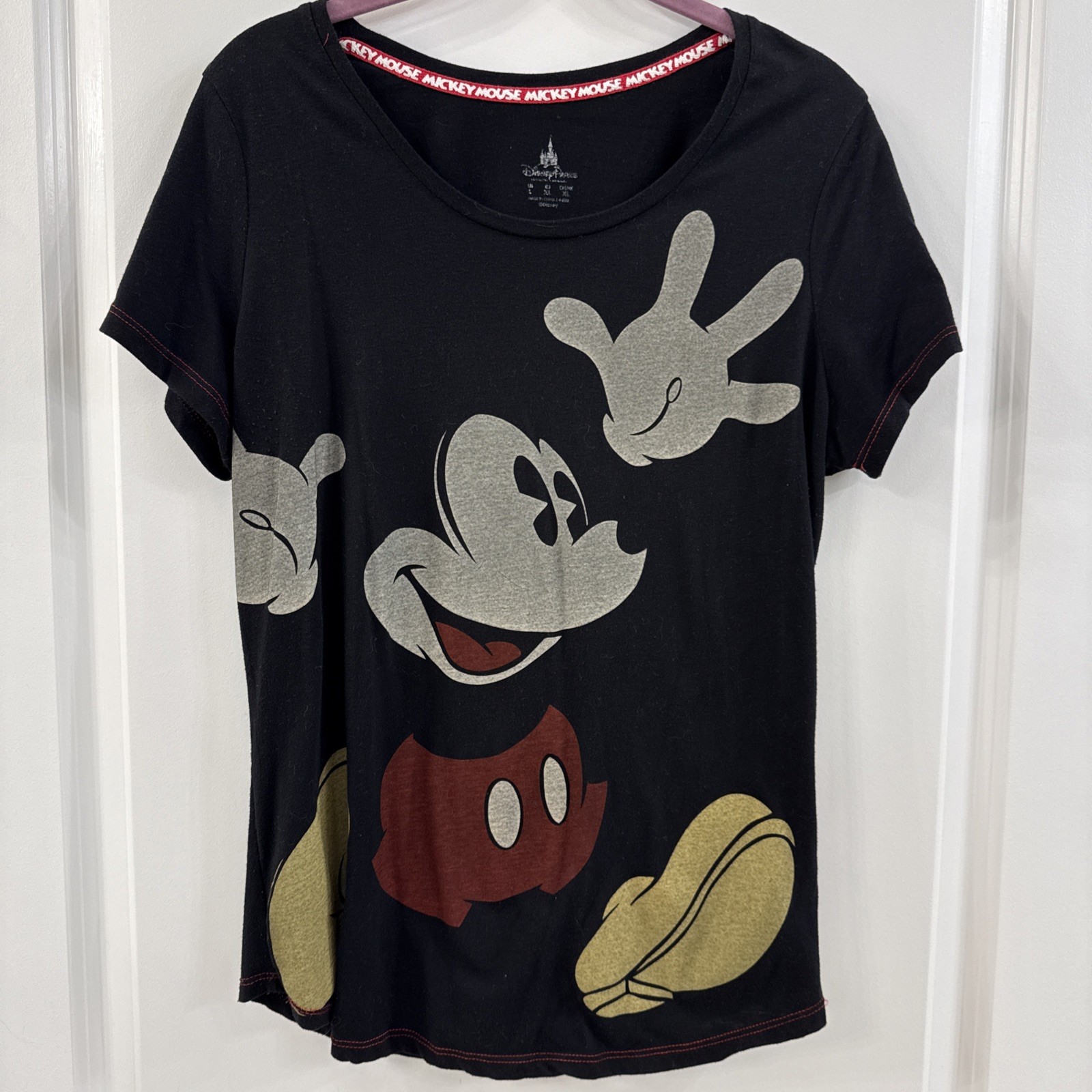Walt Disney World Parks T-Shirt L Black Mickey Mouse Women’s Large Short Sleeve