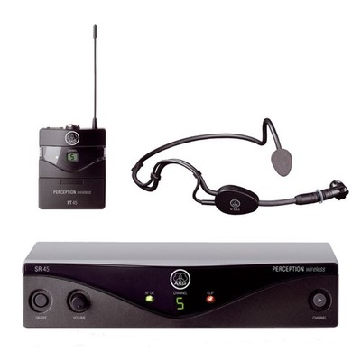 AKG Perception Wireless 45 Sports Set Band-A Headset Wireless Mic System UHF