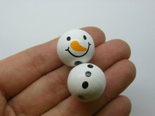 8 Snowman head 8 snowman belly beads 2 part set wood CT212