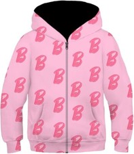 Movie Girls Hoodie Kids Pink Novelty Costume Letters Printed Sweatshirt Zip S7-8