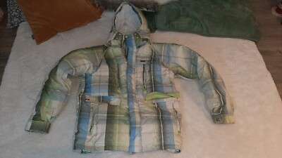 Foursquare Snowboardkombi Herren Jacke M und Hose in L , Blau/ Grün/ Beige 