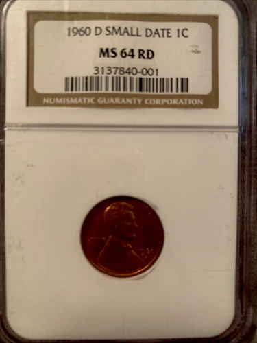 1960 D NGC MS64 RED SMALL DATE Lincoln Memorial Cent     Denver Mint