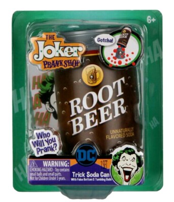 NEW The Joker Prank Shop Trick Root Beer Can Toy Batman DC comics