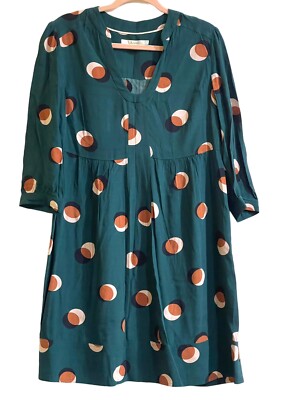Boden Eclipse Mollie Polka Dot Abstract Forest Green Tunic Dress Size 10R |  eBay UK