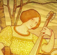 Paul Berthon "La Viole de Gambe" Vintage art book page