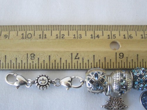 BRIGHTON Silver Blue Cross Crystal Voyage Gemma Snowflake Heart Charm Bracelet - Picture 6 of 6