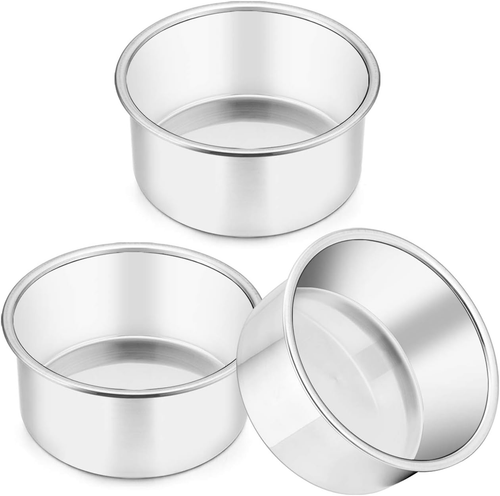 4 Inch Cake Pan, Mini Cake Pan Small round Baking Tins Set Stainless Steel, for