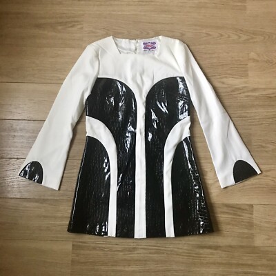 Incredible 60s Style Mini Dress Black & White Pvc Panels. UK 10. Mod Go Go  | eBay UK