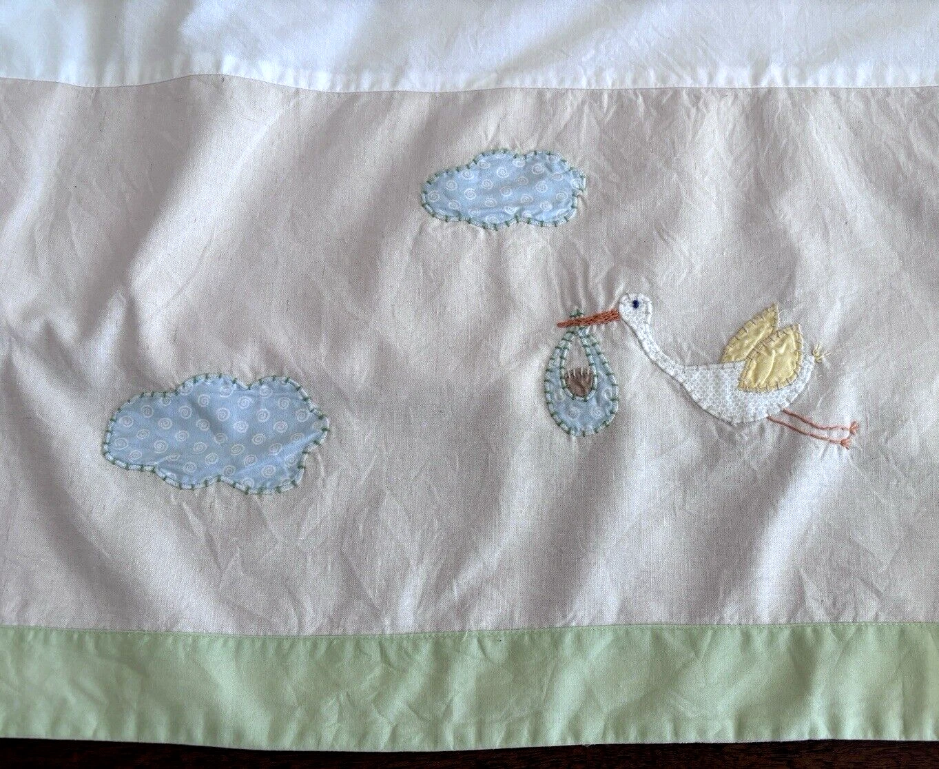 Pottery Barn Kids Stork Theme Nursery Crib Skirt & Window Valances Baby's Room