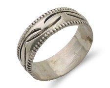 Navajo Hand Stamped Band 925 Silver 6.0 mm Native Artist Size 5.0 C.80's