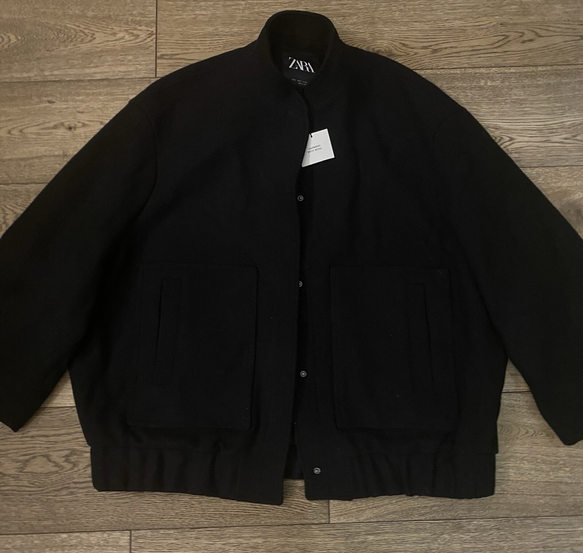 Zara women oversized wool blend bomber jacket size M UK