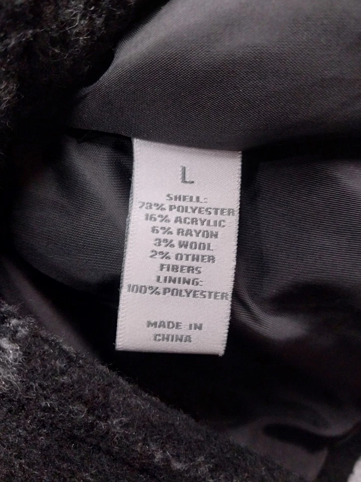 Moda Abrigo Bug Pea Mujer XL Abotonado Doble Pecho Negro Gris Chaqueta a Cuadros Foto 4 de 4