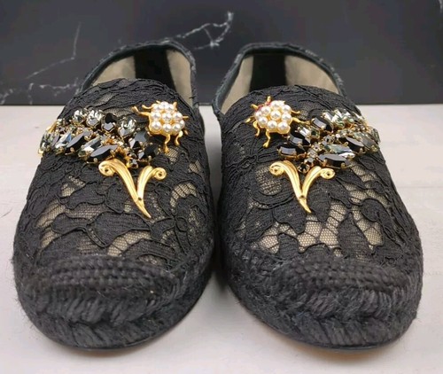 Dolce Gabbana Damen Espadrilles mit Kordelspitze und Kristallverzierung Gr. 40 - Bild 5 von 15